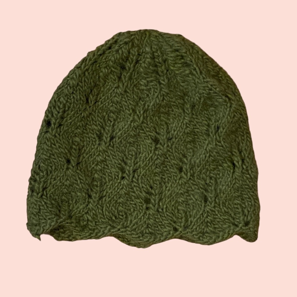 Beautiful Handmade Moss Green Knitted Beanie